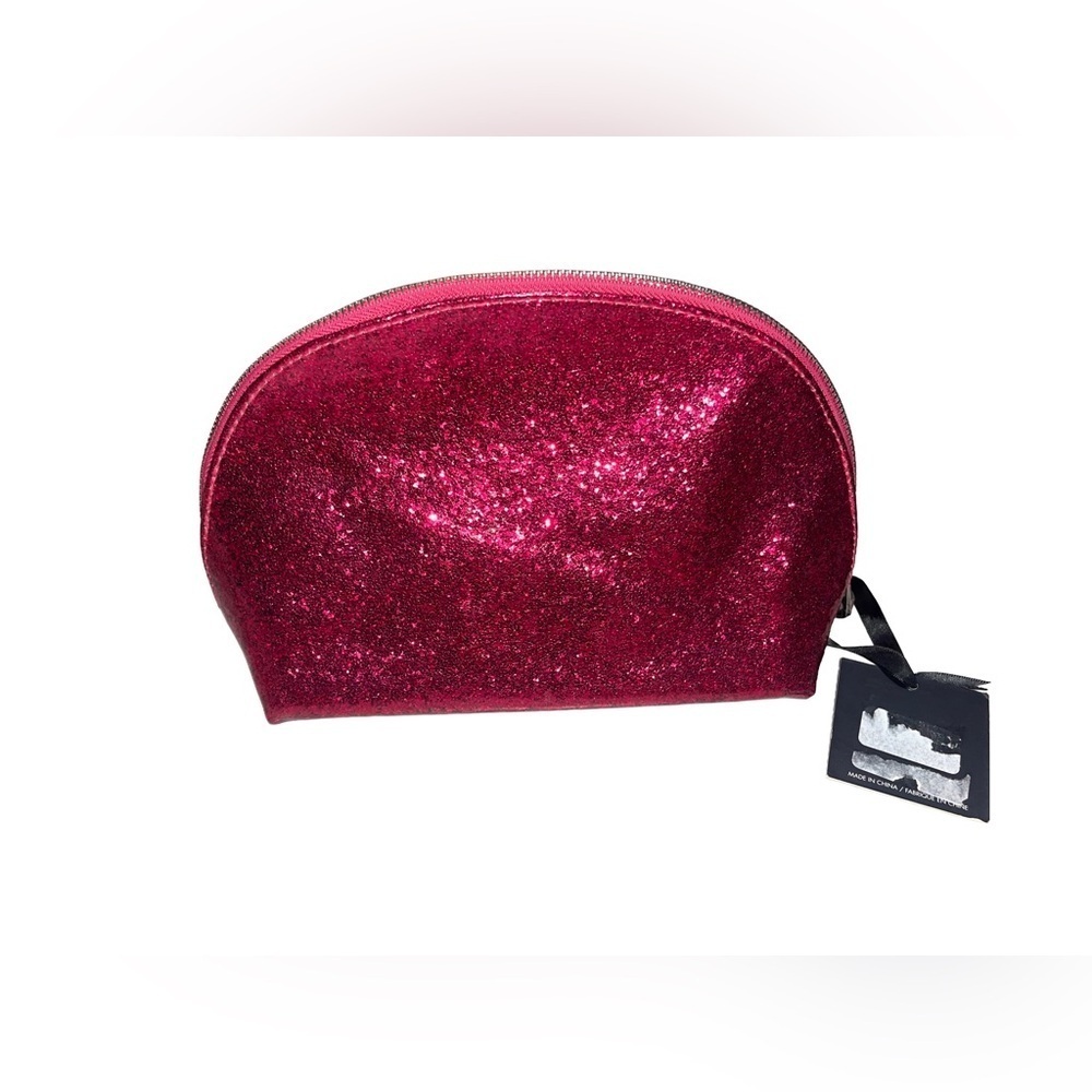 Hot Pink “Mwah” Glitter Cosmetic Bag Jo & Jo Australia NEW - Picture 5 of 5